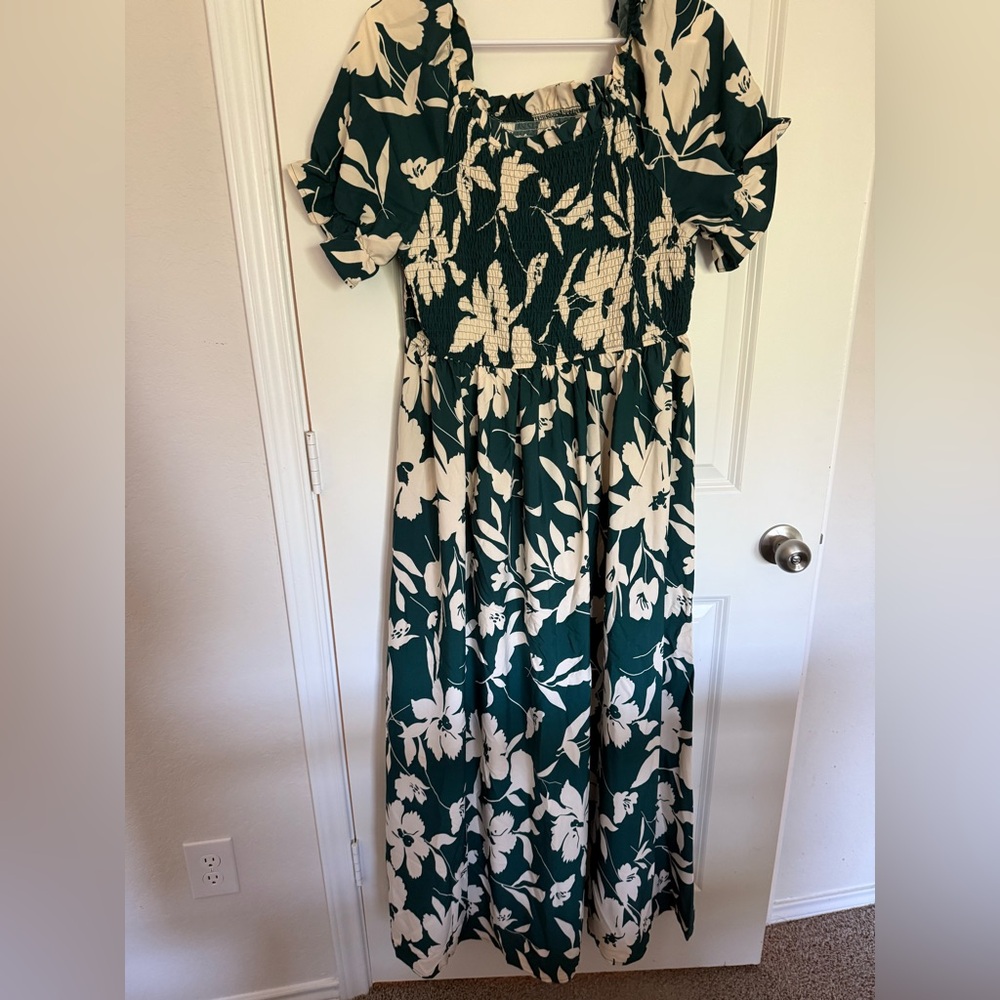 Floral Green and Cream Maxi Dress
